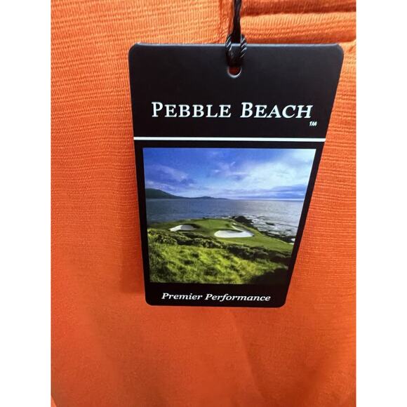 New PEBBLE BEACH Performance Golf Polo‎ Short Sleeve Shirt Men's XL Orange NWT - Picture 5 of 13